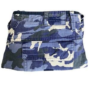 Marithe Francois Girbaud‎ Blue Camo Relaxed Fit Biker Cargo Shorts Mens 44 Y2K